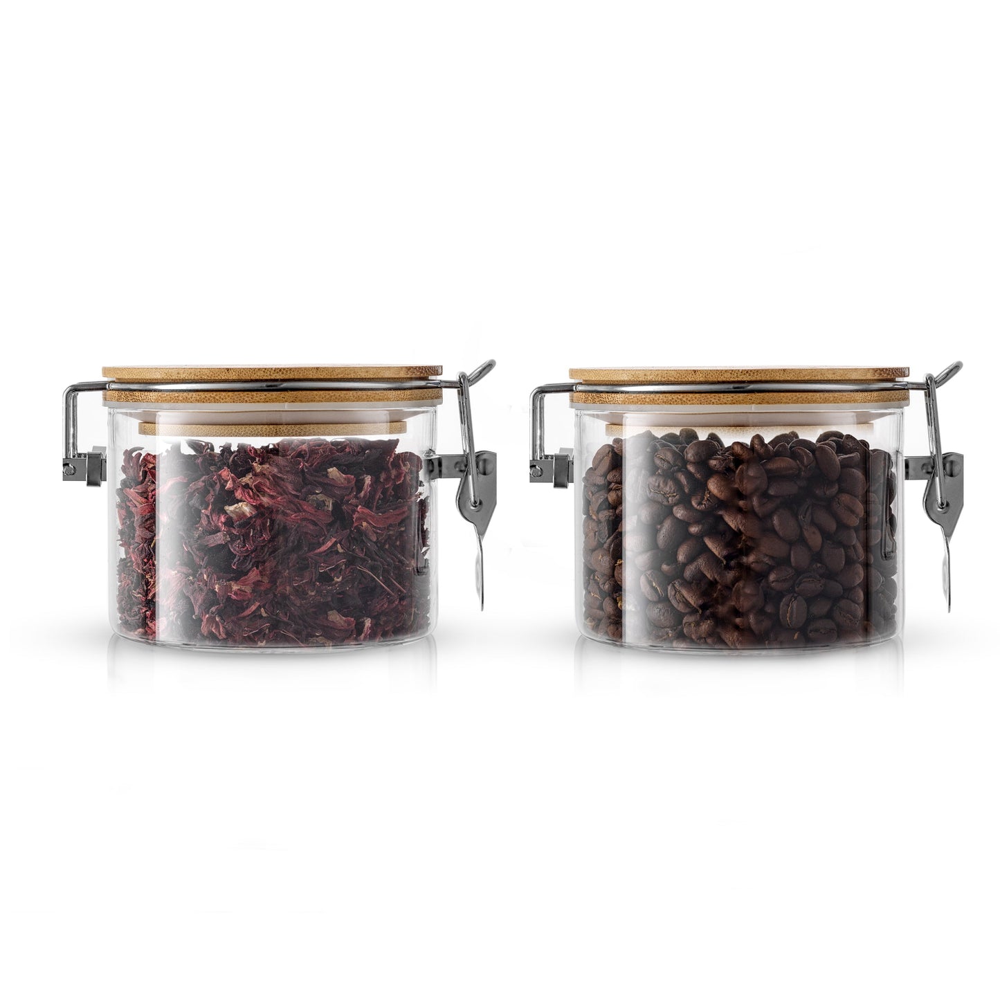 Storage Jars with Airtight Bamboo Clamp Lids Set