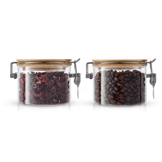Storage Jars with Airtight Bamboo Clamp Lids Set