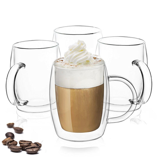 JoyJolt Aroma  Double Wall Glass Coffee Mugs - Set of 4