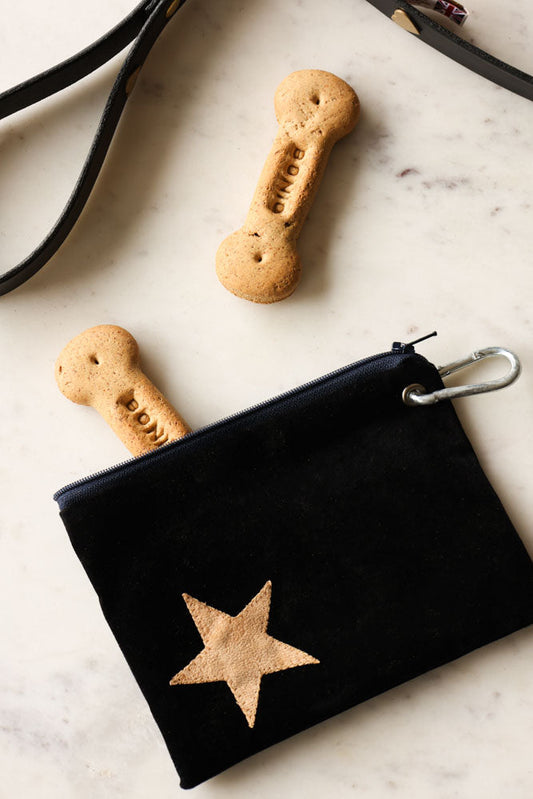 Black With Faux Tan Suede Treat Pouch